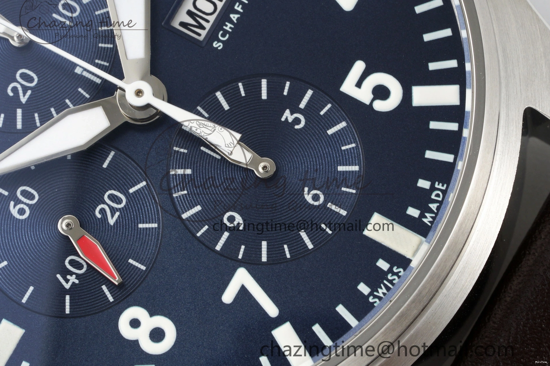 MIROTIME 0423 Pilot Chrono SS AZF 1:1 Best Edition Blue Dial on Brown Leather Strap A TimelessDesign 7060